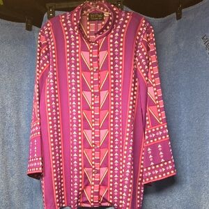 Bob Mackie Pink and Purple Geometric Tunic